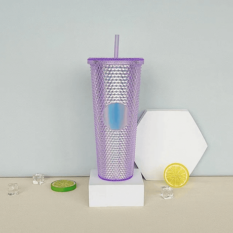 Återanvändbar Mugg med Sugrör 710ml-Personligt-BB-Lila-Hemnix