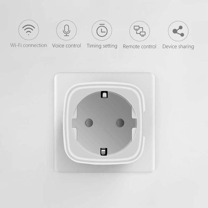 Smart WiFi-Kontakt 16A/20A – Röststyrd Uttagsadapter-Smarta Hem Elkontakt-BB-Hemnix