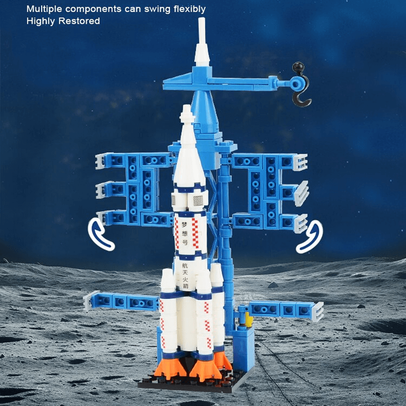 AstroPlay - Byggsats för Rymdraketer med Astronautfigur och Startrampsblock för Barn-Byggsats-BB-Hemnix