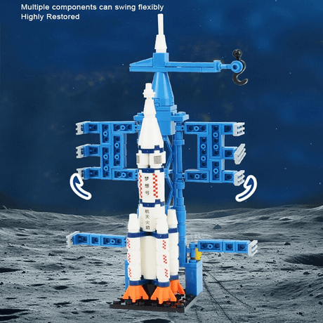 AstroPlay - Byggsats för Rymdraketer med Astronautfigur och Startrampsblock för Barn-Byggsats-BB-Hemnix