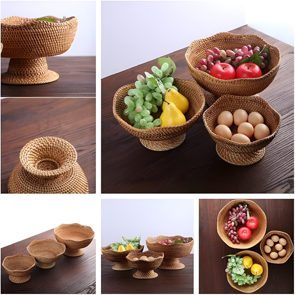 Naturlig Rattan Handvävd Fruktkorg Carvallo