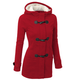 Avslappnad vinterjacka med knappar för kvinnor-Bellasverige-Rött vin-S-Hemnix