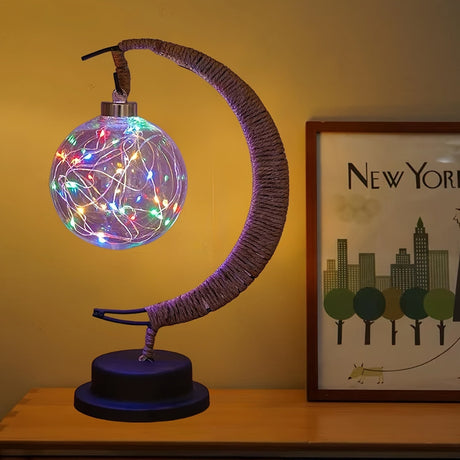 LunarGlow - Smidesjärn Månlampa Med LED-boll Carvallo