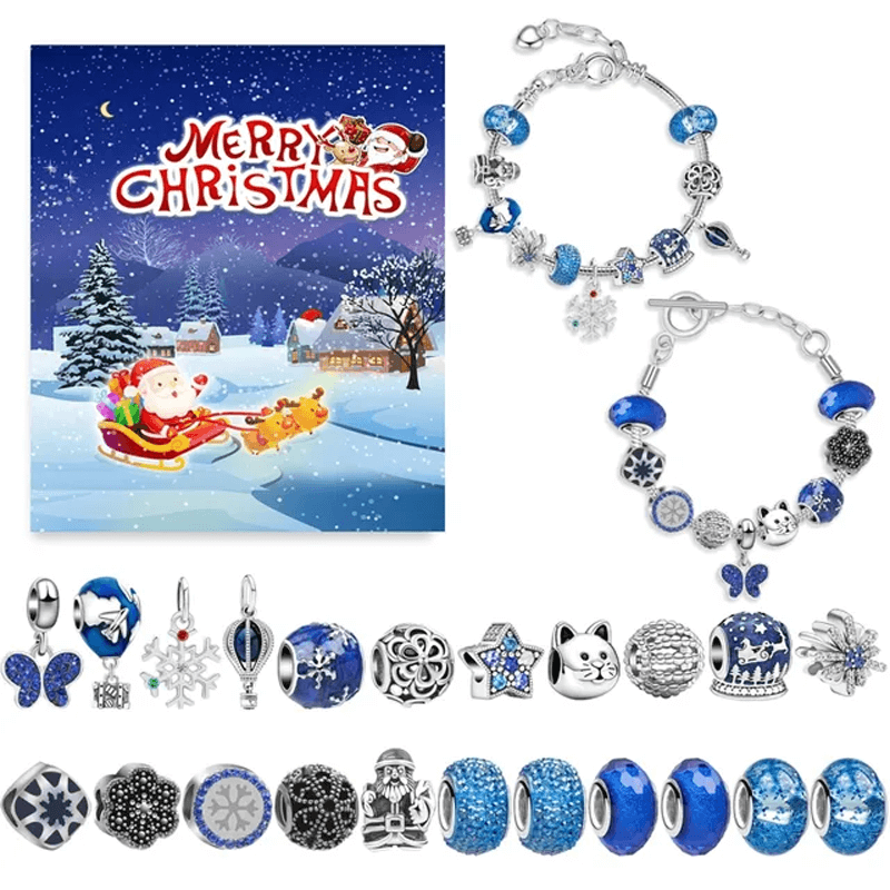 24 Dagar Julens Adventskalender Smyckesask - Berlocksarmband DIY-Jul-BB-Set 12-Hemnix
