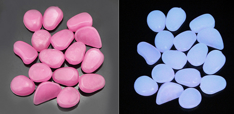 Lysande stenar för trädgård & dekoration – Fosforescerande småstenar i olika färger Carvallo