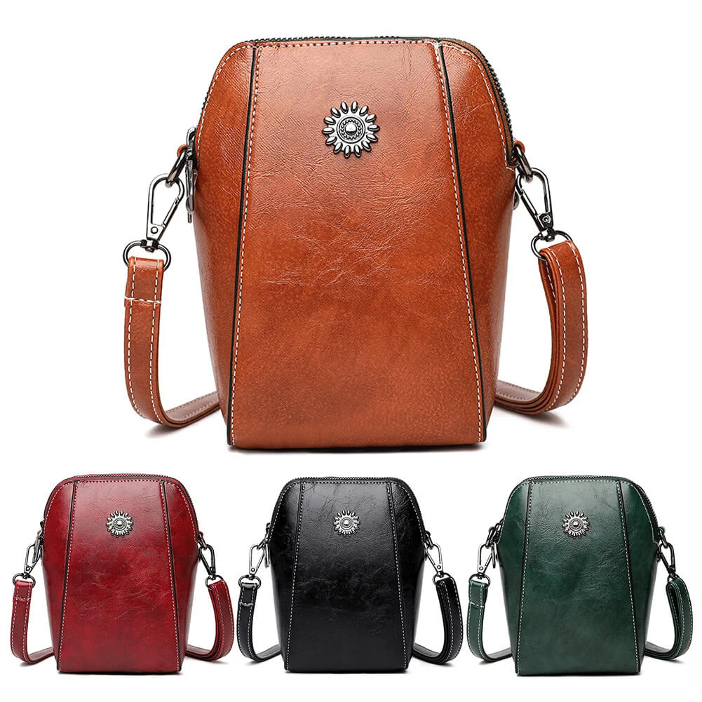 Vintage Crossbody Läderväska för Kvinnor - Justerbar Axelrem, Kompakt Design och Elegant Stil-Handväska-BB-Hemnix