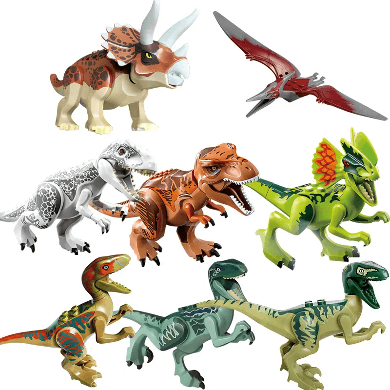 Dinosaurie Byggklossar för Barn – T-Rex Figur | Pedagogisk & Rolig Leksak i ABS-Plast för Kreativ Lek & Finmotorik-Byggsats-BB-Hemnix