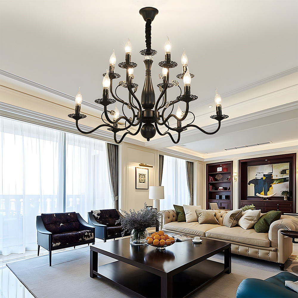 Flemish Style Farmhouse Chandelier | Rustic Iron | Vintage Pendant Fixture | 6/12/16 Lights | Brick by Brick Carvallo