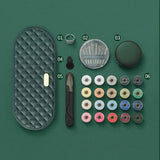 Carvallo Nähset i dubbel-etui | 20 färgglada spolar & läder-måttband | Kompakt & organiserat | 19,5×8,5×3,8 cm Carvallo