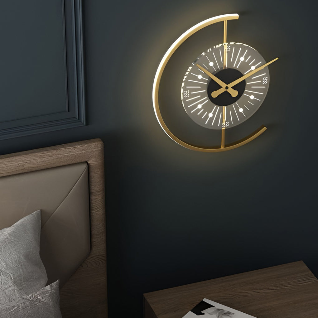 Väggklocka | Led-ljus | Tyst rörelse | Ambient glöd | Kreativ modern design Carvallo