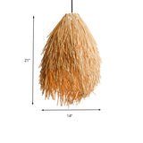 Beige Rattanhänglampa - Asiatiskt Stil 1-Lamps Pendelarmatur för Restaurang Carvallo