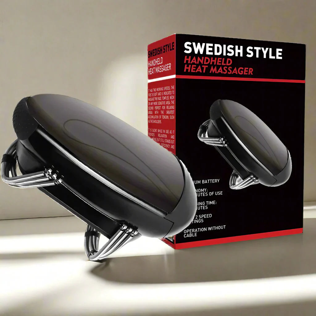 Royaleva Professionell Sladdlös Handhållen Vibration Massageapparat med Värme – USB-uppladdningsbar för Nacke, Rygg, Huvud och Ansikte Carvallo