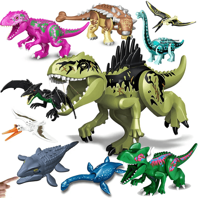 Dinosaurie Byggklossar för Barn – T-Rex Figur | Pedagogisk & Rolig Leksak i ABS-Plast för Kreativ Lek & Finmotorik-Byggsats-BB-Hemnix