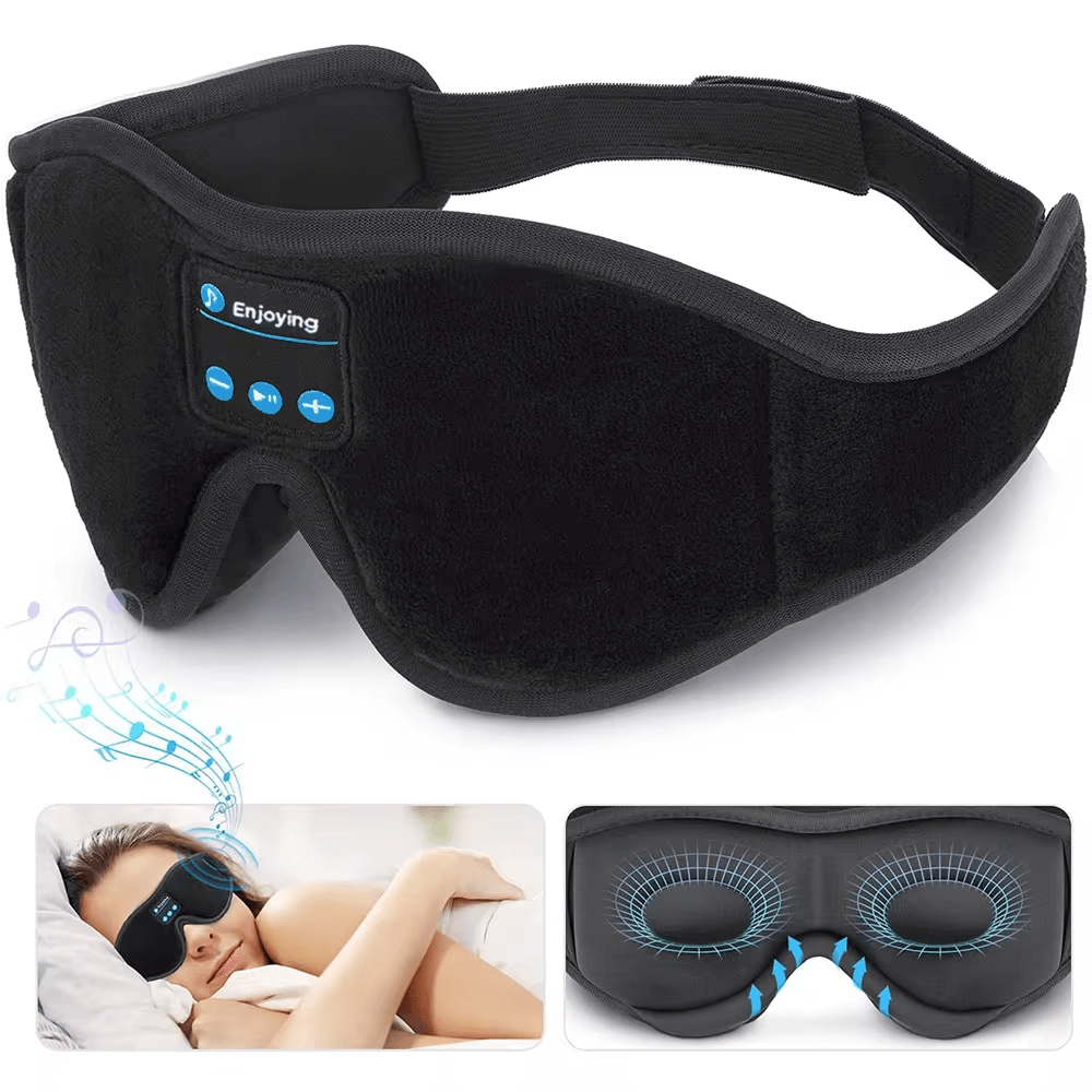 Snoozeit.™ - Bluetooth Sovmask med HD-högtalare - 3D Sovhörlurar med Autoavstängning | Trådlös Bluetooth 5.0-Personligt-BB-Hemnix