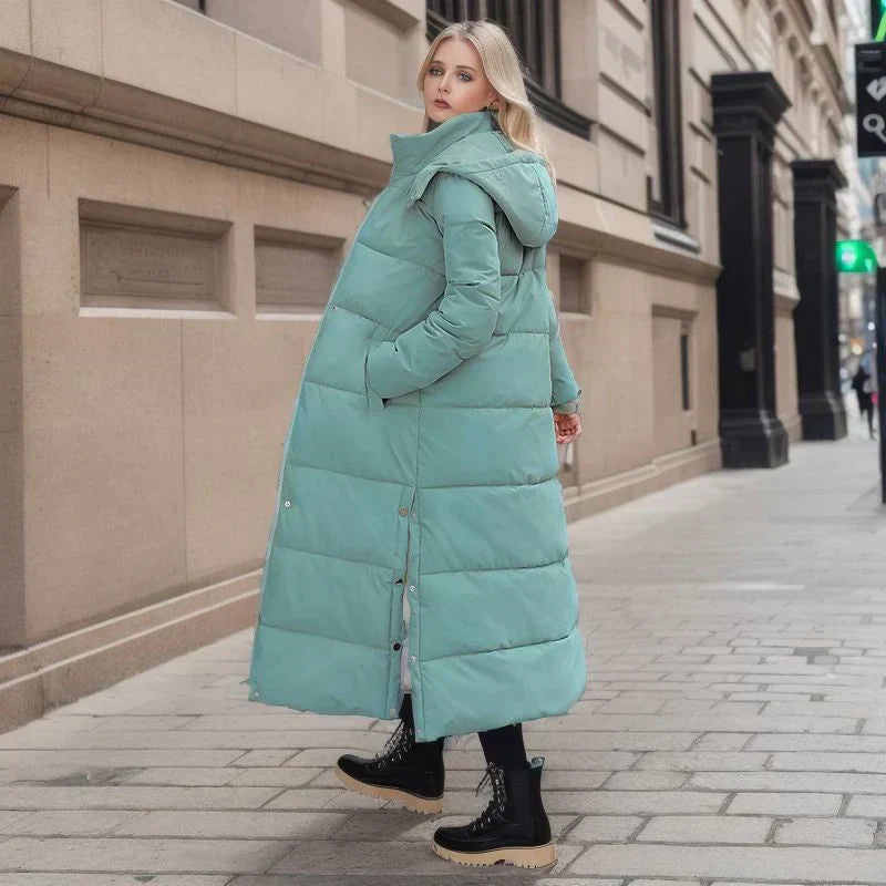 Lång Vinterjacka Dam Elegant Polyester för Kalla Dagar