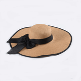 Strandhatt Solhatt Dam-Personligt-BB-Khaki/svart rosett-Hemnix