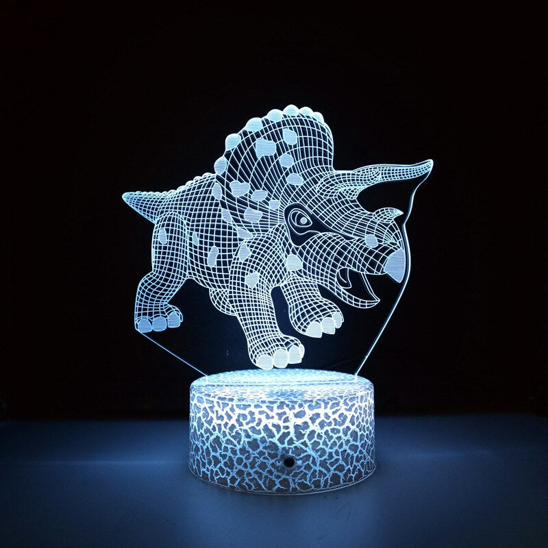 3D LED Lampa Dinosaurie-Barn-BB-Triceratops-Hemnix