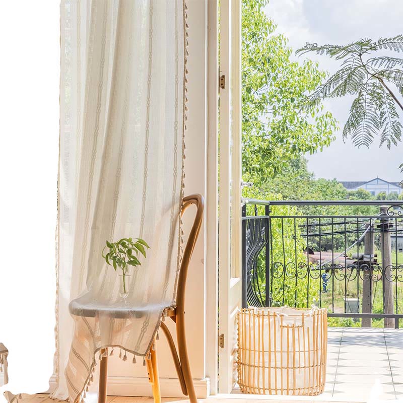 Randig Semi-Svart utelämning Gardin Hålig Tassel Draperier Carvallo