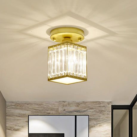 Kristall Foyer Plafondslampa - Modern Svart/Guld Semi-Flush Design Carvallo