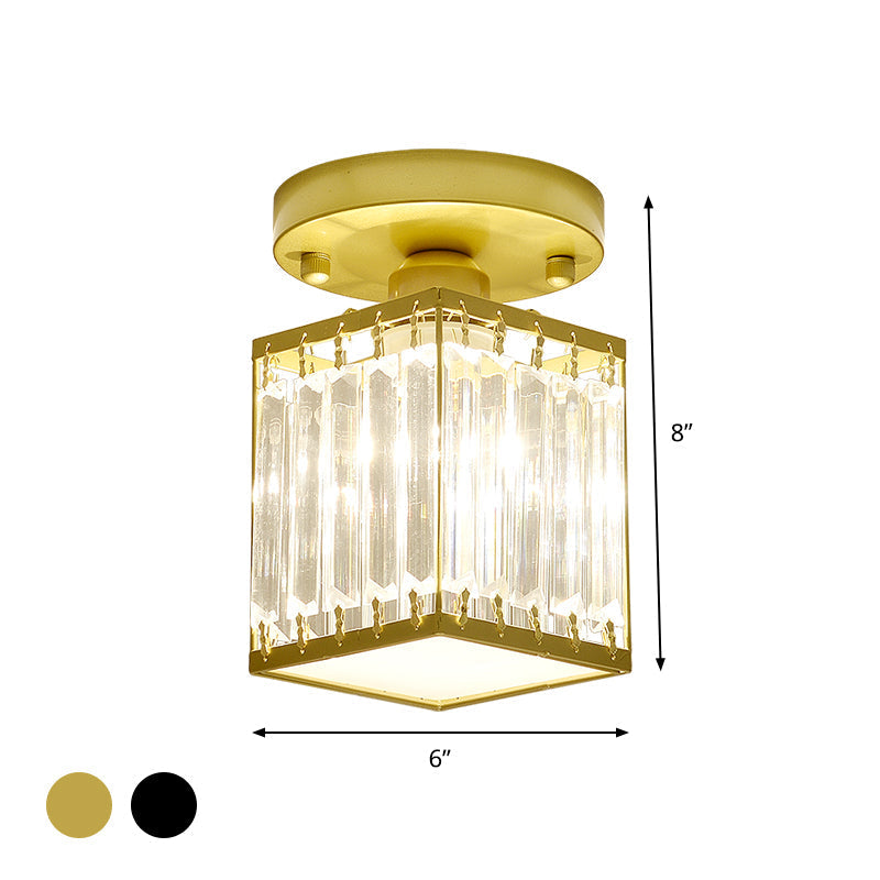 Kristall Foyer Plafondslampa - Modern Svart/Guld Semi-Flush Design Carvallo