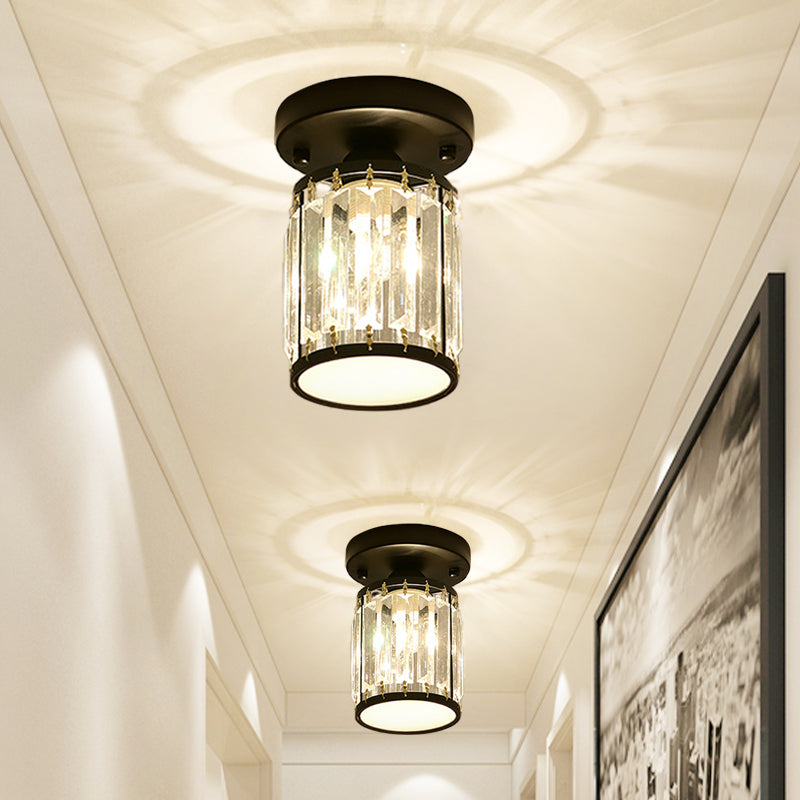 Kristall Foyer Plafondslampa - Modern Svart/Guld Semi-Flush Design Carvallo