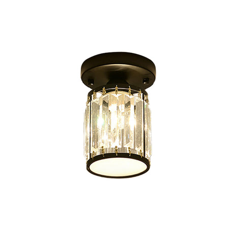 Kristall Foyer Plafondslampa - Modern Svart/Guld Semi-Flush Design Carvallo