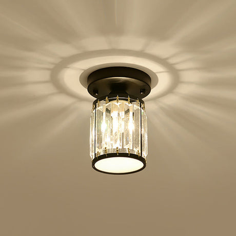 Kristall Foyer Plafondslampa - Modern Svart/Guld Semi-Flush Design Carvallo