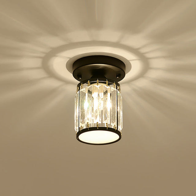 Kristall Foyer Plafondslampa - Modern Svart/Guld Semi-Flush Design Carvallo