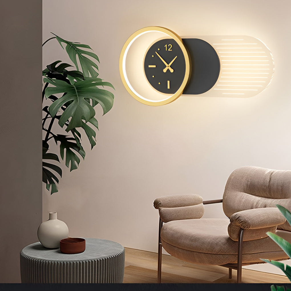 Väggklocka | Led-ljus | Tyst rörelse | Ambient glöd | Kreativ modern design Carvallo