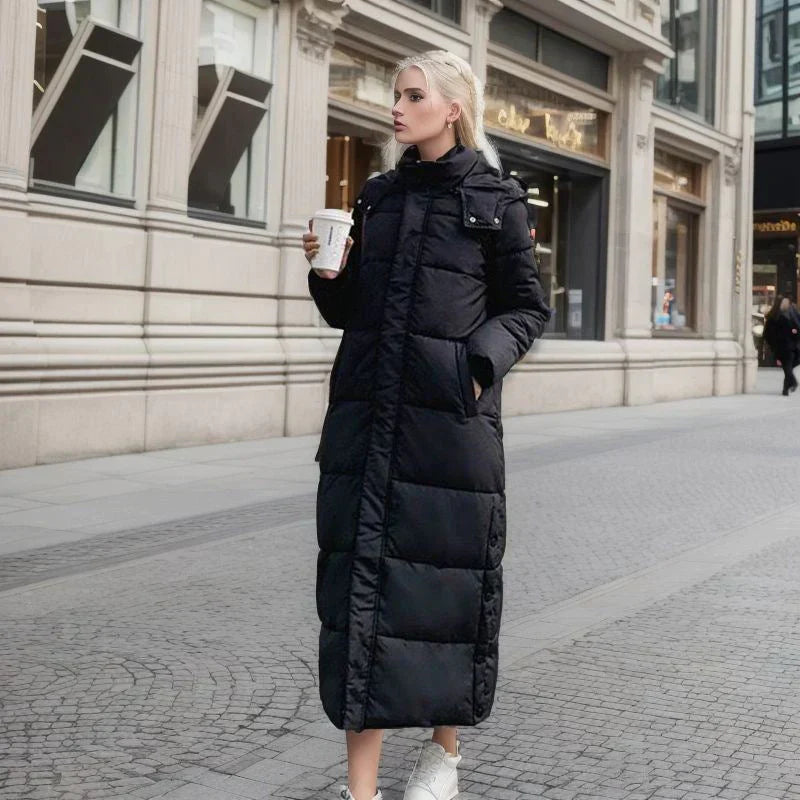 Lång Vinterjacka Dam Elegant Polyester för Kalla Dagar