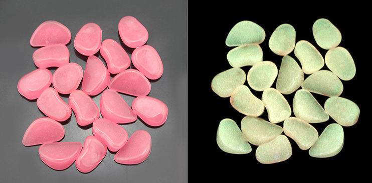 Lysande stenar för trädgård & dekoration – Fosforescerande småstenar i olika färger Carvallo