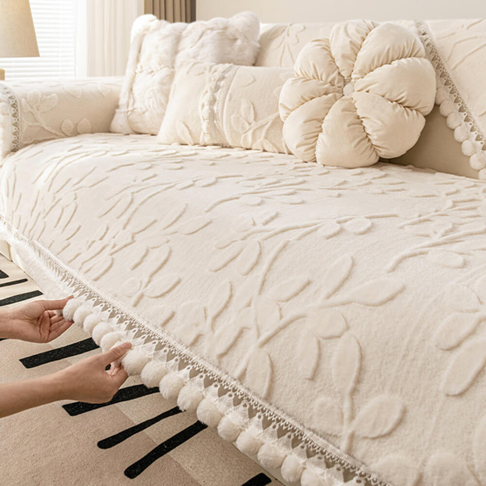 Branch Jacquard Elegant Decorative Plush Non-Slip Sofföverdrag Carvallo