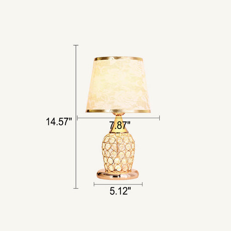 Elegant bordslampa i kristalltyg - europeisk design med mönstrad tygskärm MILA Sverige