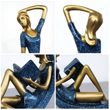 Graceful Reading Lady Sculptures - Elegant resin figuruppsättning MILA Sverige
