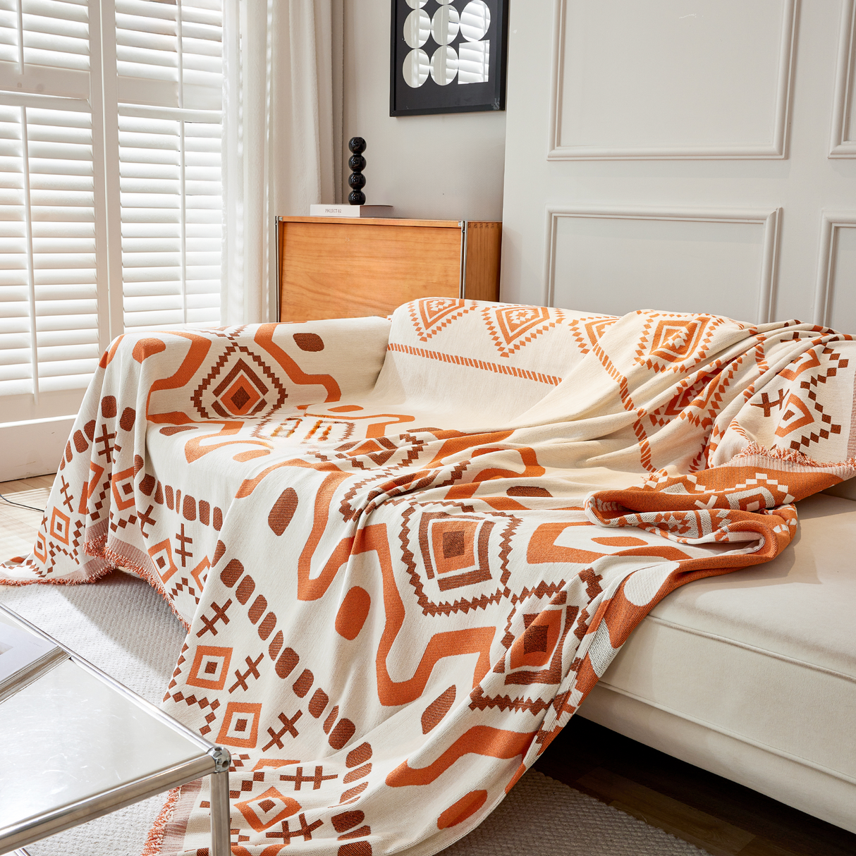 Geometrisk Boho Sofföverdrag - Modern, Stilig & Hållbar Soffa Skydd Carvallo