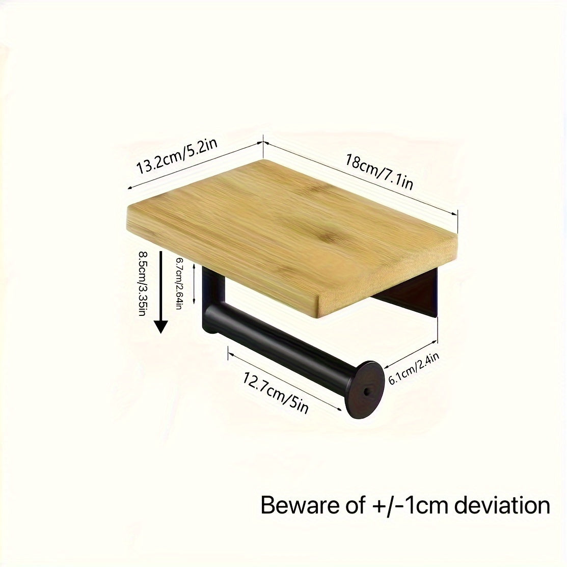 Trä Toalettpappershållare med Hylla – Idealisk för Väggmontering Carvallo