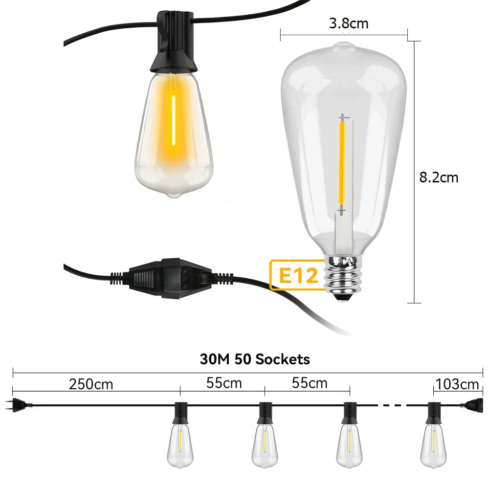 Väderbeständig LED-ljusslinga Carvallo