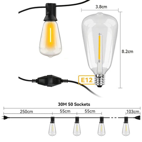 Väderbeständig LED-ljusslinga Carvallo