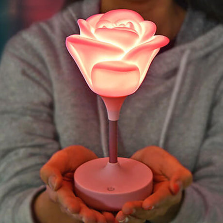RoseGlow | Romantisk rosa USB uppladdningsbar Touch LED nattlampa MILA Sverige