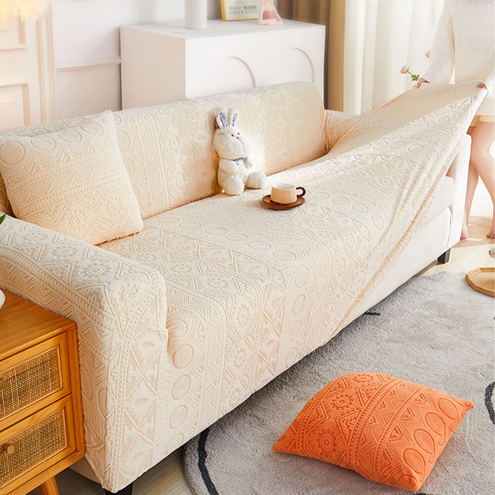 Bohemian Jacquard Stretch Heltäckande Anti-Slip Sofföverdrag Carvallo