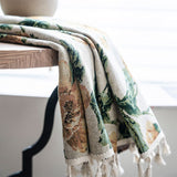 Beige Flower Fringed Semi Blackout Gardin för Integritet Carvallo