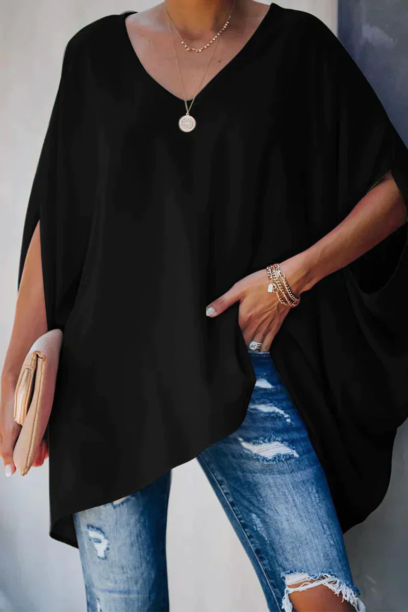 Dam Blus Bred Elegant Lätt Material