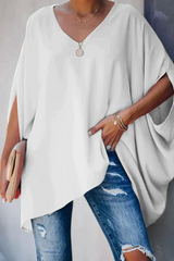 Dam Blus Bred Elegant Lätt Material
