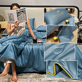 Bäddset Blå Siden Kylning Sommar Täcke Carvallo