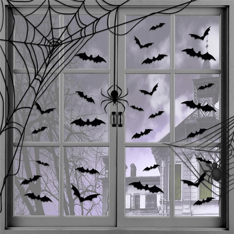 Väggdekaler 3D Halloween Fladdermus Dekoration Set Carvallo