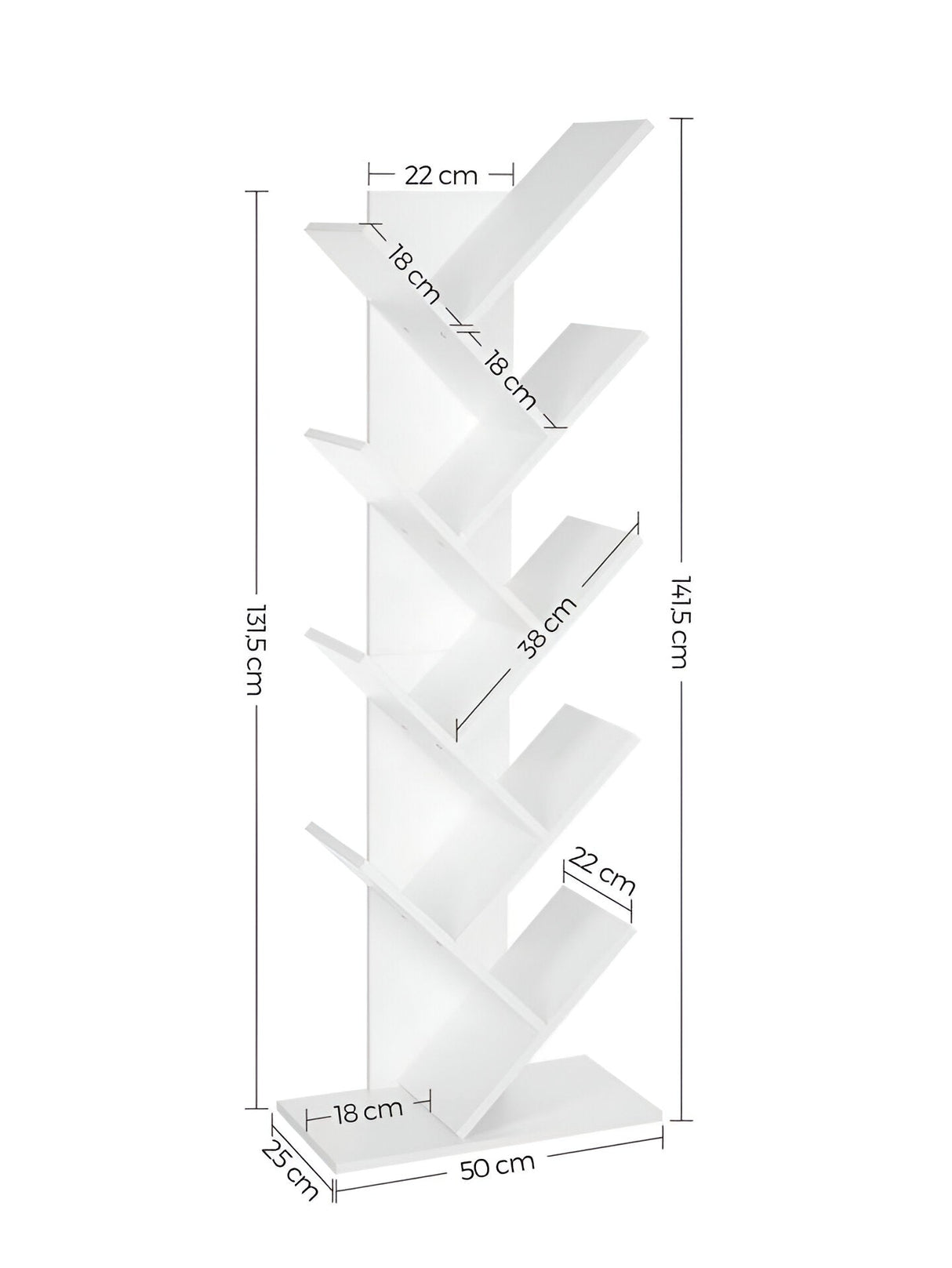 TreeStack Regal – 8-tiers trähylla Carvallo