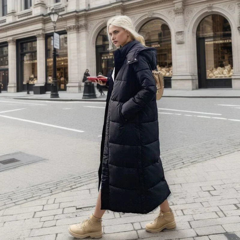 Lång Vinterjacka Dam Elegant Polyester för Kalla Dagar