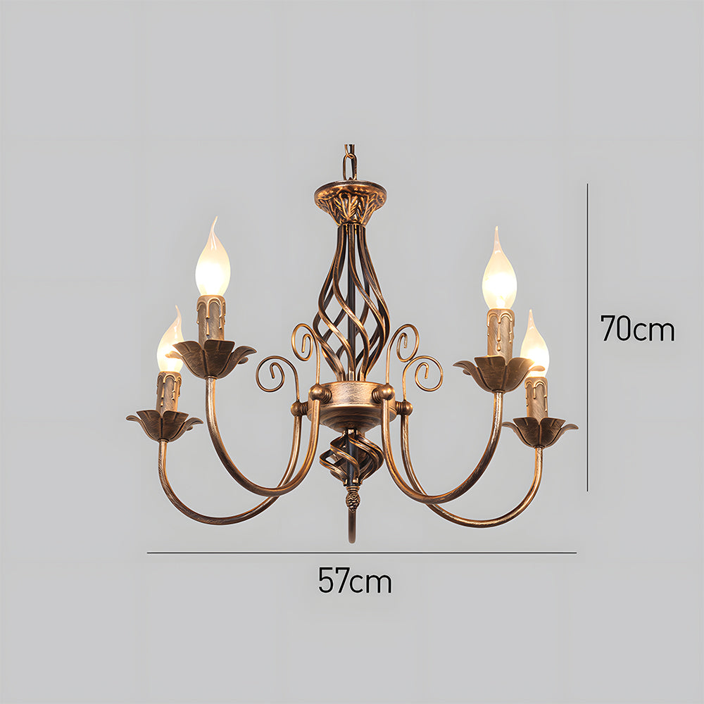 Vintage Bronze Chandlier | 4/6/8 Ljus Matsal Takarmatur i Järn | Brick by Brick Carvallo