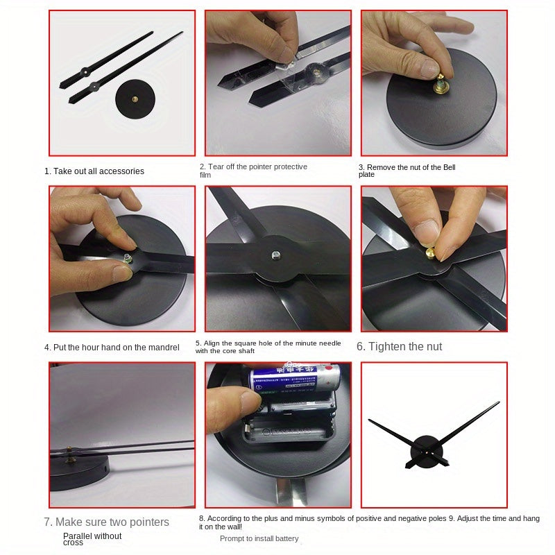 DIY Vägghängd Klocka med Metall Urskiva - Tyst Urverksrörelse för Heminredning Carvallo