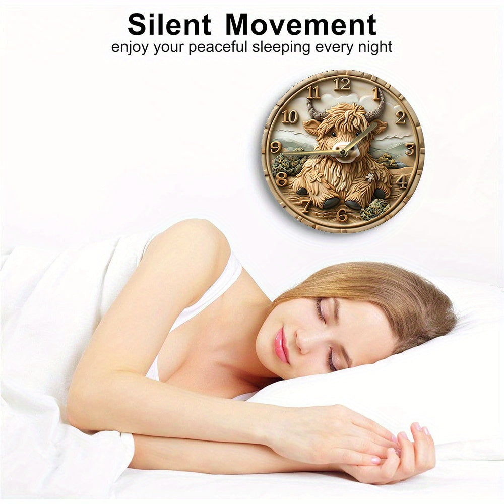 HighlandCharm - Stille Väckarklocka med Högländsk Ko Carvallo